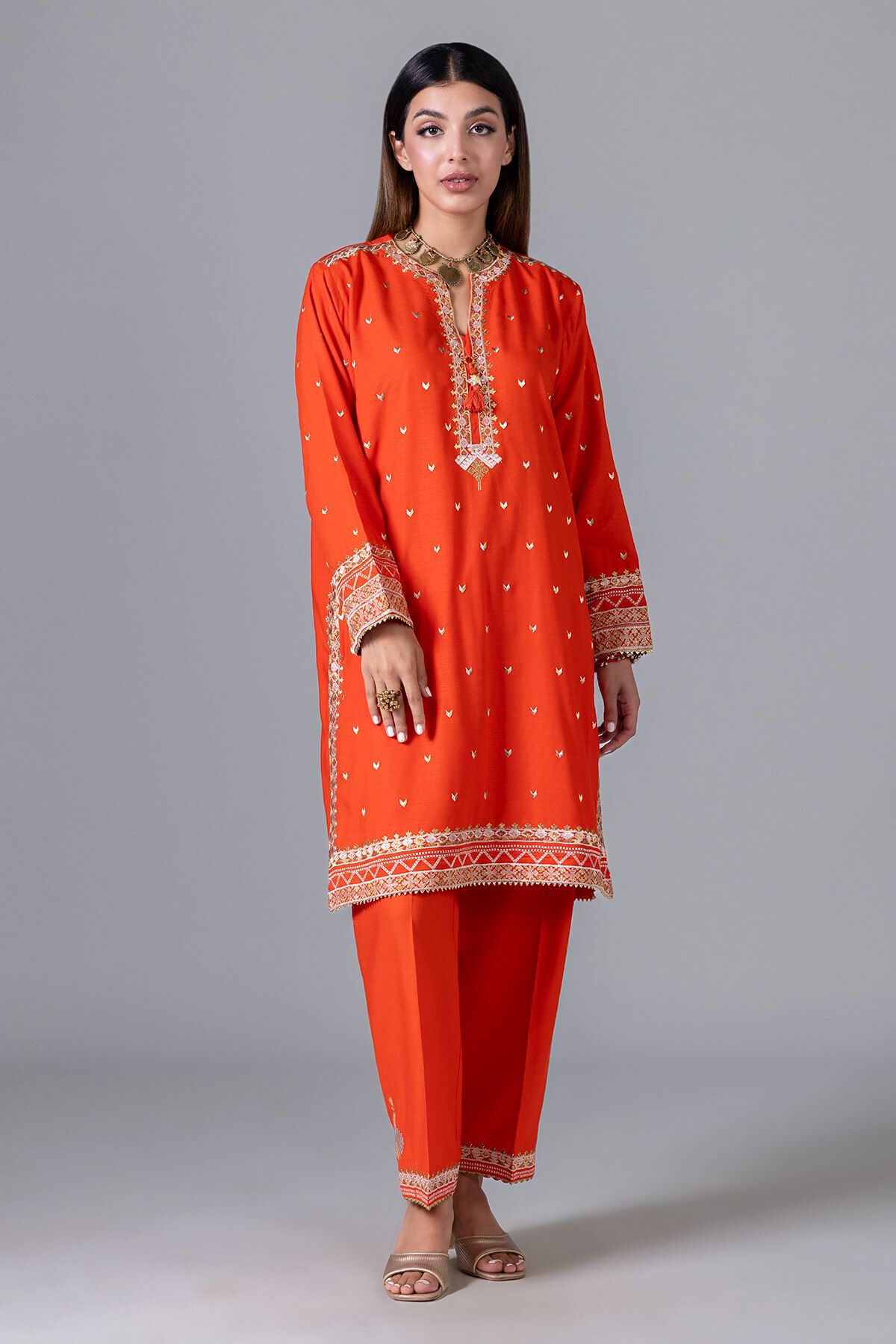 EST24208 Orange Khaadi Brand Original Fabrics – Retail