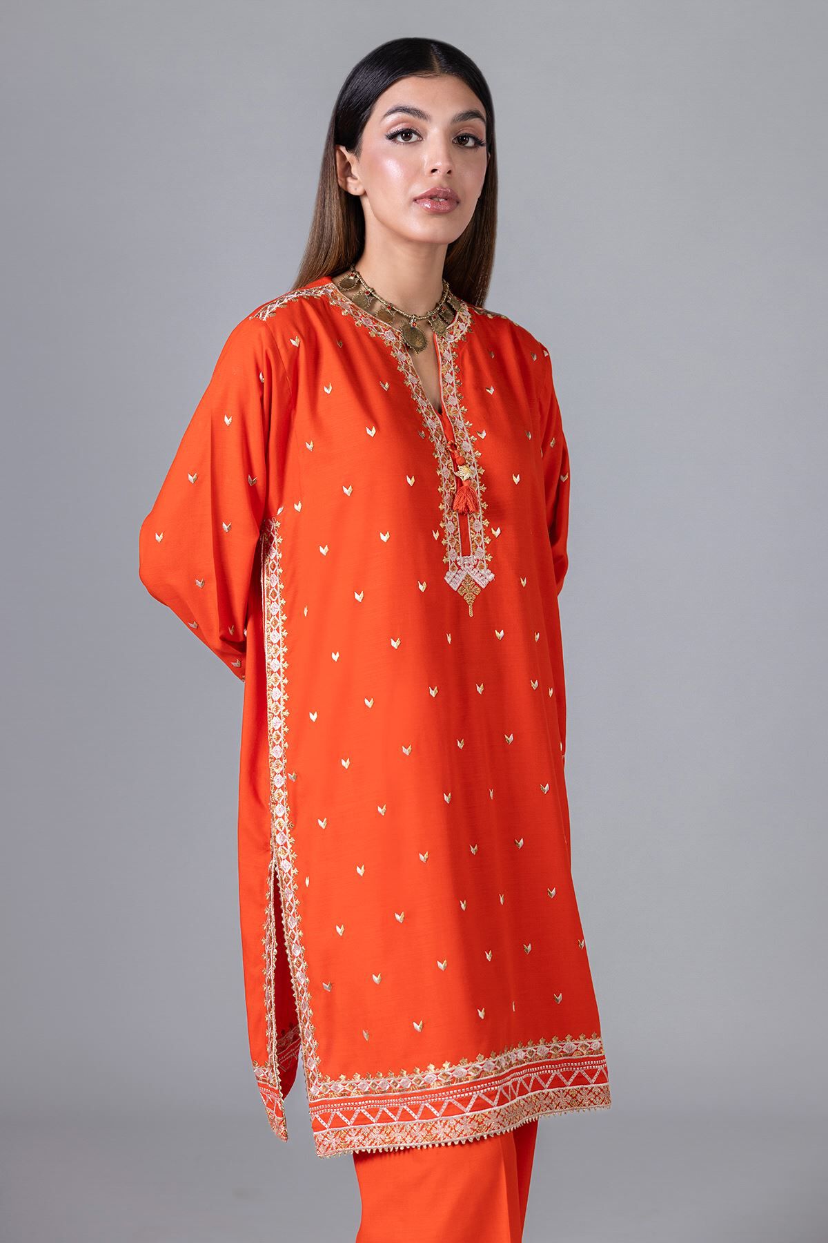 EST24208 Orange Khaadi Brand Original Fabrics – Retail